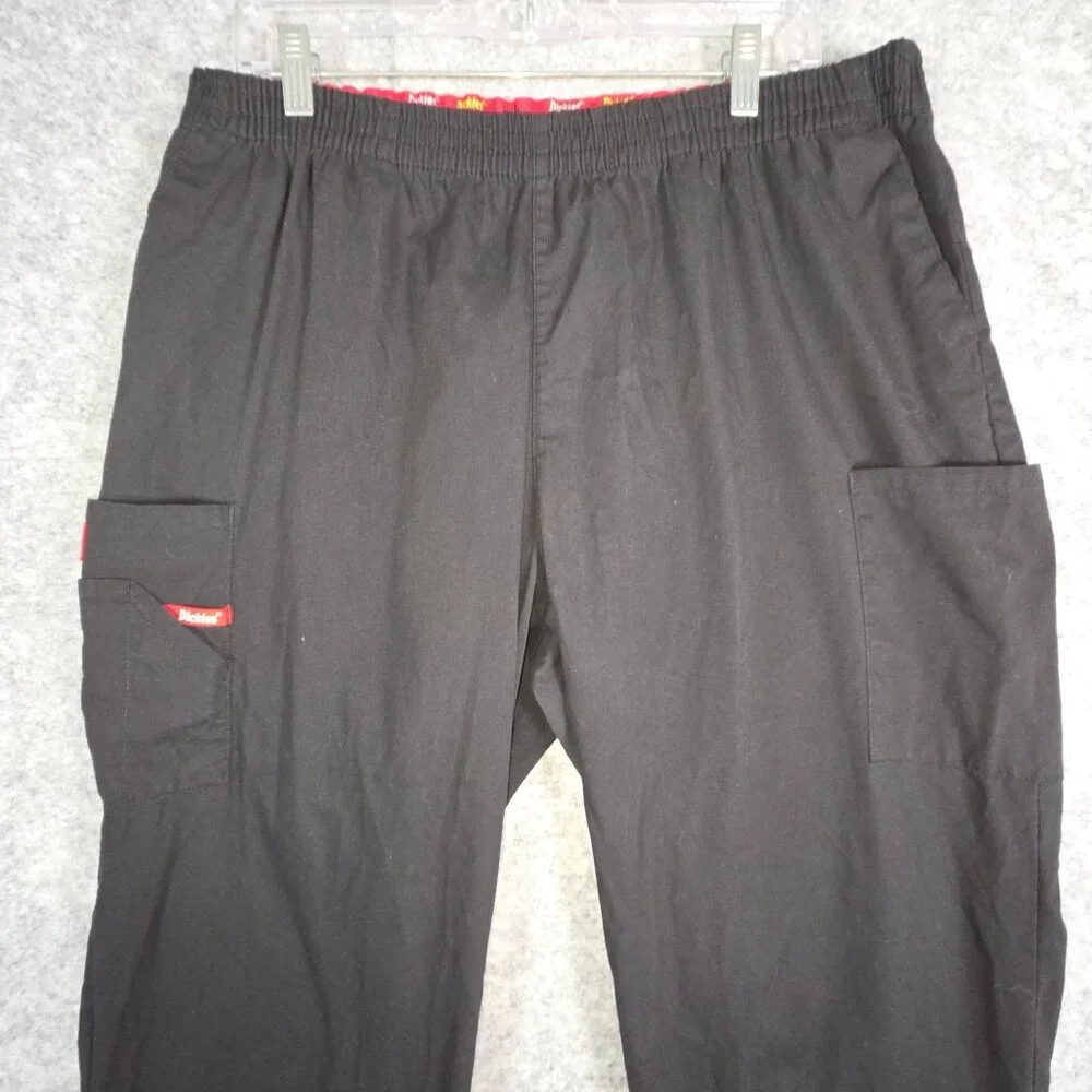 Dickies Women's Work Scrub Pants Cargo Pockets Elastic Wasitband Black Size XL - Picture 2 of 9